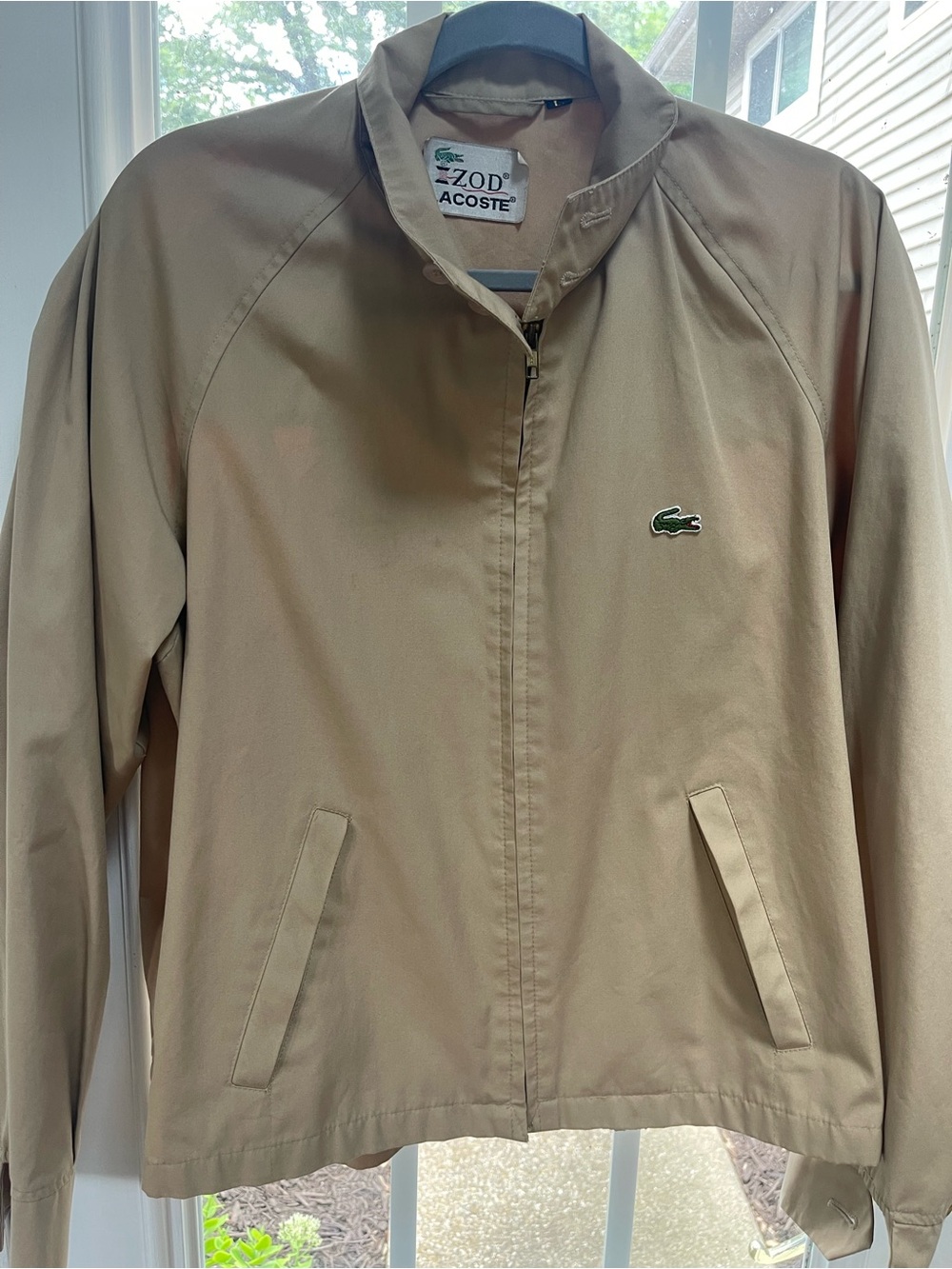Izod Lacoste Beige Zip-Front Jacket with Crocodile Logo